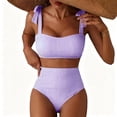 thumbnail image 1 of Women's Tie Shoulder Bikini Sets 2 Piece Swimsuits High Waisted Bathing Suits Purple M, 1 of 4