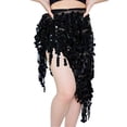 thumbnail image 1 of Women's Tie Side Fringed Sequins Skirt for Belly Dance, Sparkly Tassel Hip Scarf Wrap for Rave Festival Disco Party, 1 of 5