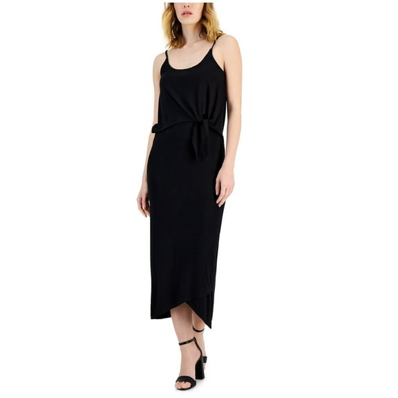 I.N.C Womens Twist Waist Midi Dress, Black, X-Large