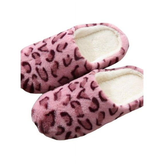 Ladies All Over Plush Slippers, Women's Leopard Tie-dye Slippers, Closed Toe Indoor or Outdoor Slippers