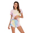 thumbnail image 1 of Women's Tie-dye Pajamas Set Short Sleeve Tops with Shorts Loungewear Casual Comfy Cute 2 Piece PJ Sets Nightshirt for Mother's Day Birthday Gift S-XXL, 1 of 8