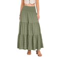 thumbnail image 1 of Women's Tiered Layered Smock High Stretch A-Line Flowy Long Maxi Skirt with Pockets, 1 of 8