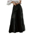 thumbnail image 1 of Women's Tiered Ruffle Hem Wide Leg Pants - Elastic Waist, Flowy Palazzo Boho Style, Casual/Outdoor Wear - Size XL-XXXXXL, 1 of 4