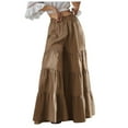 thumbnail image 1 of Women's Tiered Ruffle Hem Wide Leg Pants - Elastic Waist, Flowy Palazzo Boho Style, Casual/Outdoor Wear - Size XL-XXXXXL, 1 of 6
