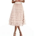 thumbnail image 1 of Women's Tiered Tulle Skirts High Waisted A-Line Layered Mesh Tutu Skirt Petticoat Fairy Elastic Waist Ruffle Skirts, 1 of 5