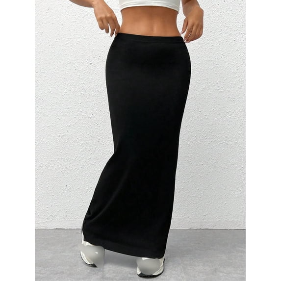 Women's Tight Fit Bodycon Midi Skirt, High Waist Stretch Pencil Skirt for Casual Streetwear & Everyday Wear