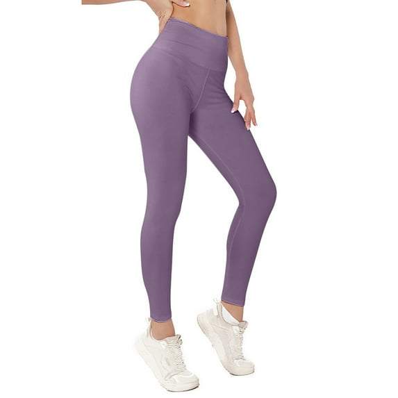 Women's Tight Fitness Yoga Pants Trendy Nude Hidden Pocket High Waist Tummy Control Workout Running Yoga Leggings Purple S