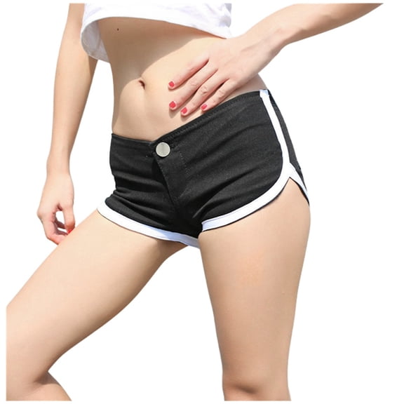 Women's Tight Fitting Black Or White Color Matching Sexy Shorts Cotton Elastic Nightclub Hot Pants Shorts