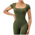 thumbnail image 1 of Women's Tight Sports Jumpsuit - Short Sleeve, Square Neck, Nylon-Spandex, S-XXL, Training/Running/Yoga, 1 of 8