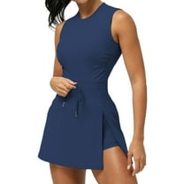 Women's Tight Sports Sleeveless Cool Lace Up Fitness Dress Large Culottes, Yoga Tennis Dress, Soft and Breathable Fabric