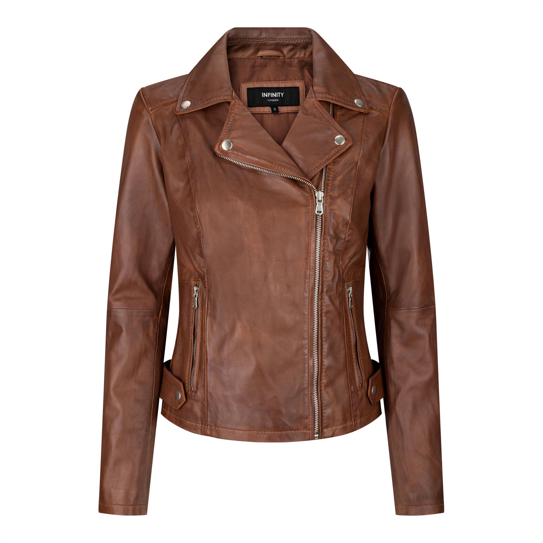 Women's Timber Brown Biker Leather Jacket | Infinity