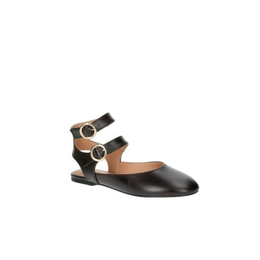 Time and Tru Women's Strappy Mary Jane Flats with Statement Buckles