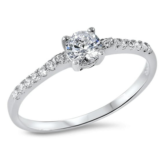 Women's Timeless Wedding Ring Clear CZ .925 Sterling Silver Band White Jewelry Female Size 6