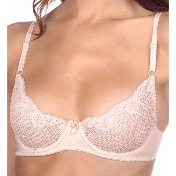 Women's Timpa 16449 Alice Lace Underwire Demi Bra (Beige 34D)