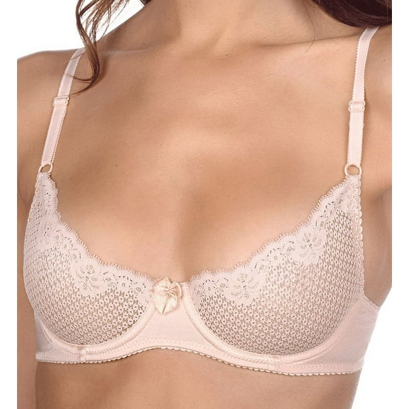 Women's Timpa 16449 Alice Lace Underwire Demi Bra (Beige 36A)