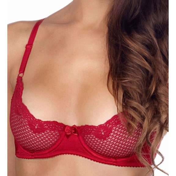 Women's Timpa 16449 Alice Lace Underwire Demi Bra (Bordeaux 38B)