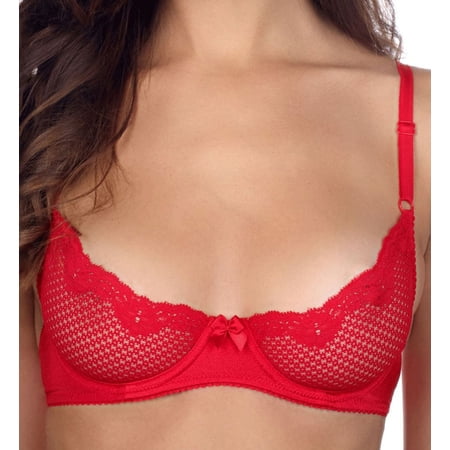 Women's Timpa 16449 Alice Lace Underwire Demi Bra (Chinese Red 38B)