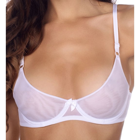 Women's Timpa 16800 Mesh Underwire Demi Bra (White 32B)