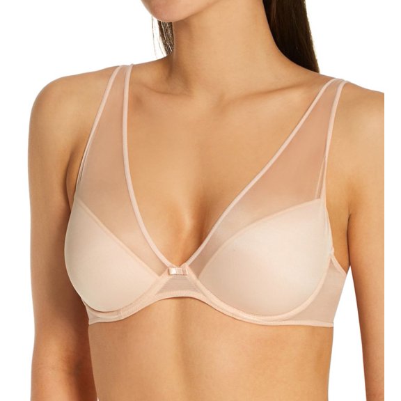 Women's Timpa 16801 Camille Mesh Plunge Bra (Beige 32A)