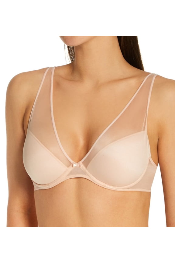 Women's Timpa 16801 Camille Mesh Plunge Bra (Beige 32A)