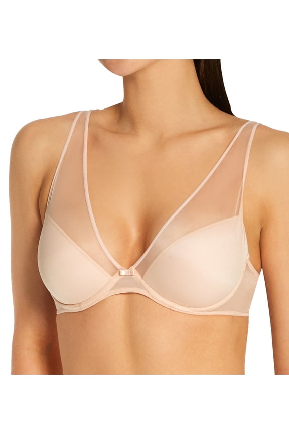 Women's Timpa 16801 Camille Mesh Plunge Bra (Beige 32A)