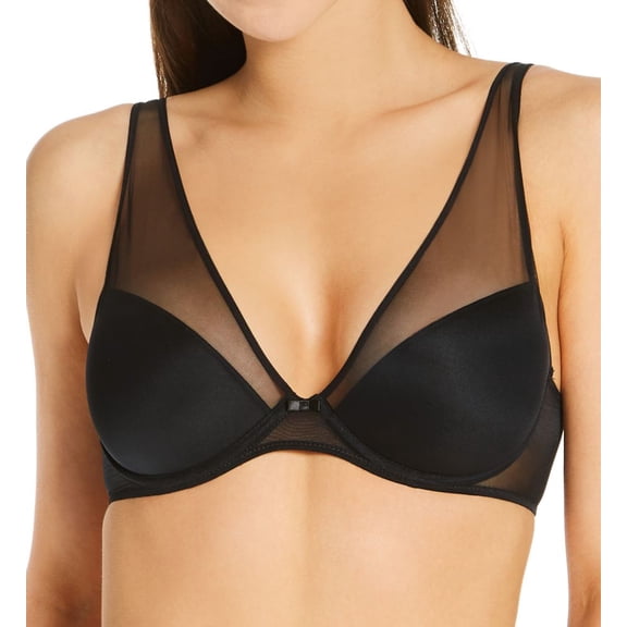 Women's Timpa 16801 Camille Mesh Plunge Bra (Black 34A)