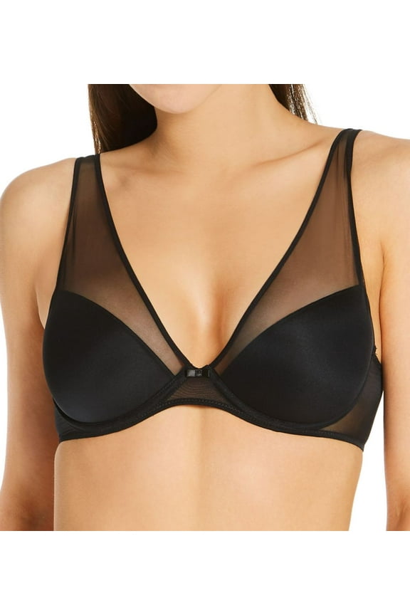 Women's Timpa 16801 Camille Mesh Plunge Bra (Black 36B)