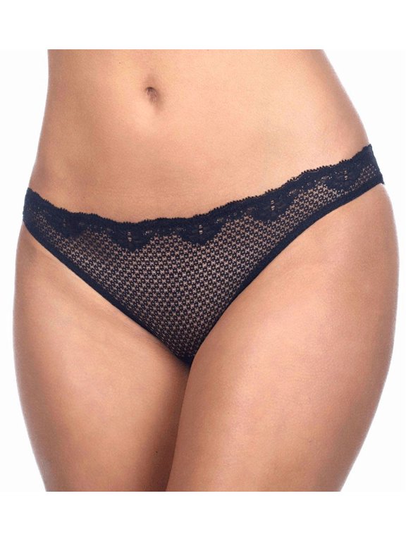Women's Timpa 615700 Alice Lace Low Rise Thong (Black XS)