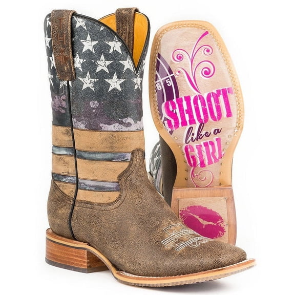 Women’s Tin Haul American Woman Boots W Shoot Like A Girl Sole Handmade Brown