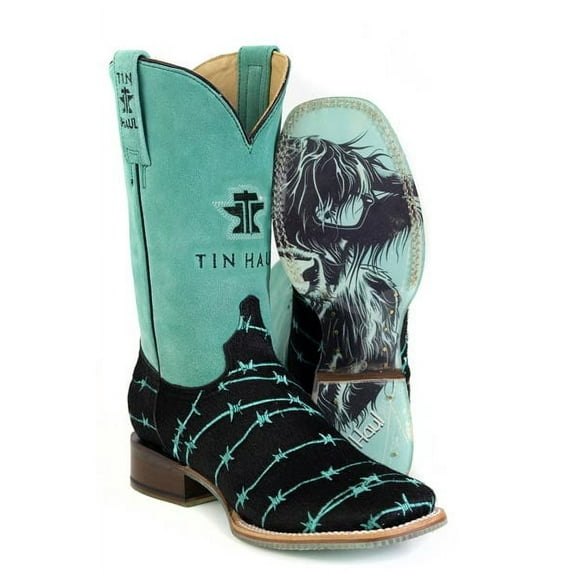 Women's Tin Haul Barbwire Belle Boots With Good Mood Sole Handcrafted Black