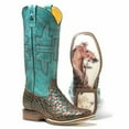 thumbnail image 1 of Women's Tin Haul Gitchu A Good One Boots Barrel Racer Sole Handcrafted Turquoise, 1 of 2