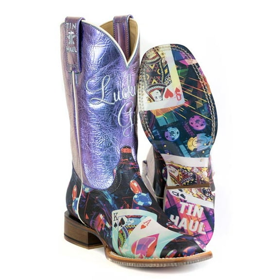 Women's Tin Haul Lady Luck Boots With Games Of Chance Sole Handcrafted Black