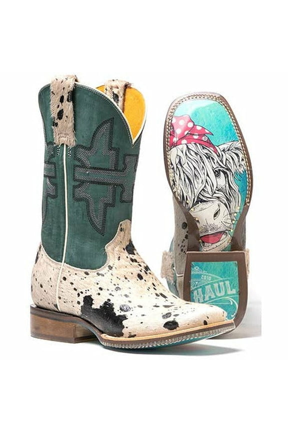 Women's Tin Haul Shaggy Spot Boots Priceless Sole Handcrafted White