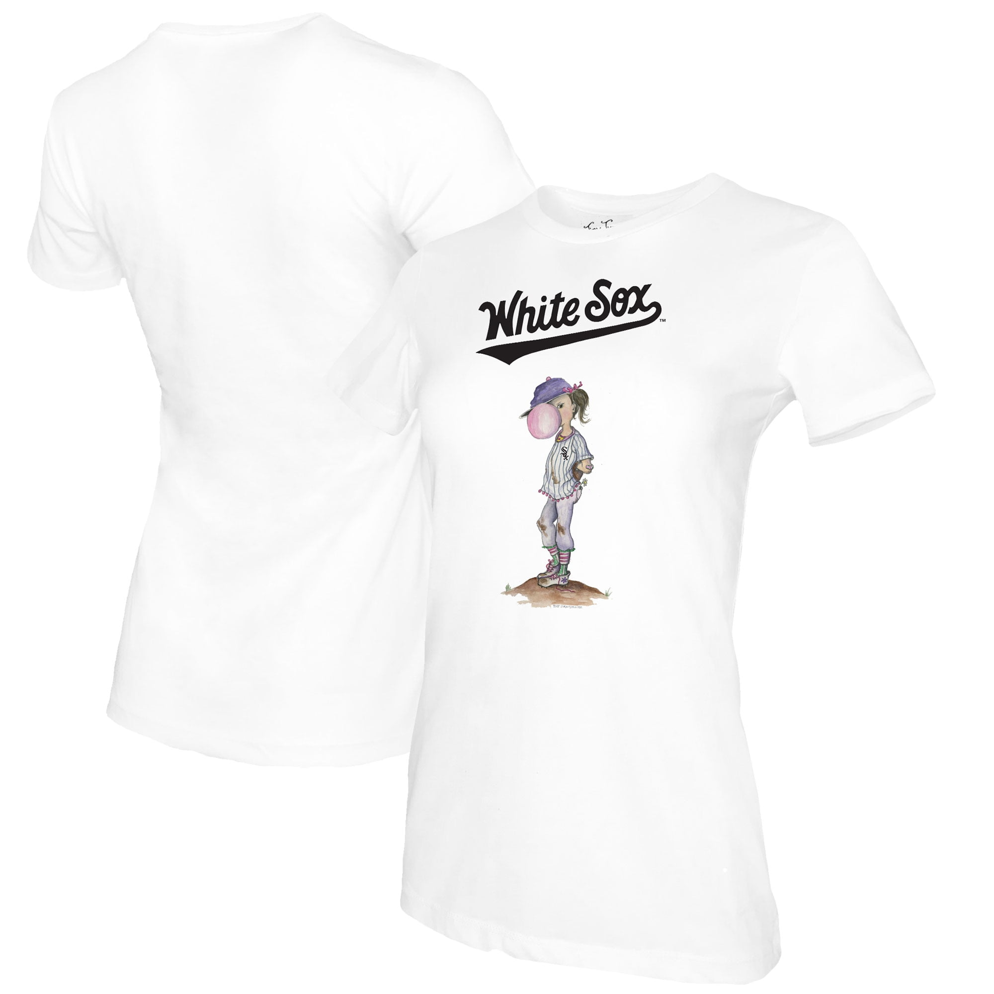 Women's Tiny Turnip White Chicago White Sox Bubbles T-Shirt 