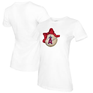 MLB Baseball Los Angeles Angels Women's Pocket V-Neck T-Shirt Red Plus  Size XL