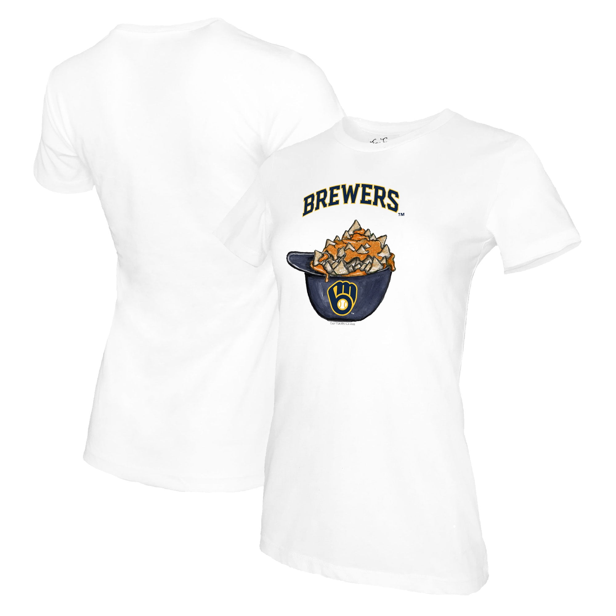 Women's Tiny Turnip White Milwaukee Brewers Nacho Helmet T-Shirt