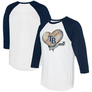 Women's Nike White/Heathered Navy Tampa Bay Rays Color Split Tri-Blend  3/4-Sleeve Raglan T-Shirt