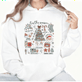 thumbnail image 1 of Women's Tis The Season Christmas Elements Printed Hooded Long-Sleeved Cotton Sweatshirt White S-2XL, 1 of 6