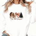 thumbnail image 1 of Women's Tis The Season Christmas Graphic Sweatshirt Casual for Users Festive Graphic Top Round-neck long-sleeved white S-3XL, 1 of 5