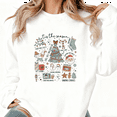 thumbnail image 1 of Women's Tis The Season Christmas Printed Round-neck Long-sleeved Cotton Sweatshirt White S-3XL, 1 of 5