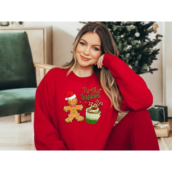Women's Tis the Season Gingerbread Man Shirt, Christmas Sweatshirt, Holiday Shirt