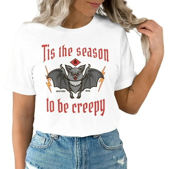 Women's Tis the Season to Be Creepy Bat Halloween T-Shirt