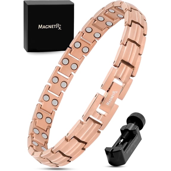 Women’s Titanium Adjustable Link Bracelet with Sizing Tool (Rose Gold Finish)