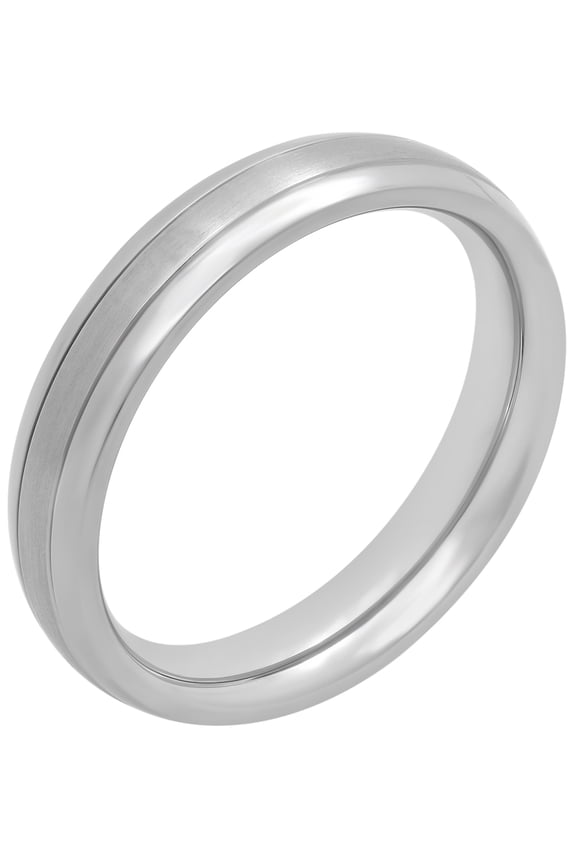 Women's Titanium Satin and High-Polish Ring, 4mm