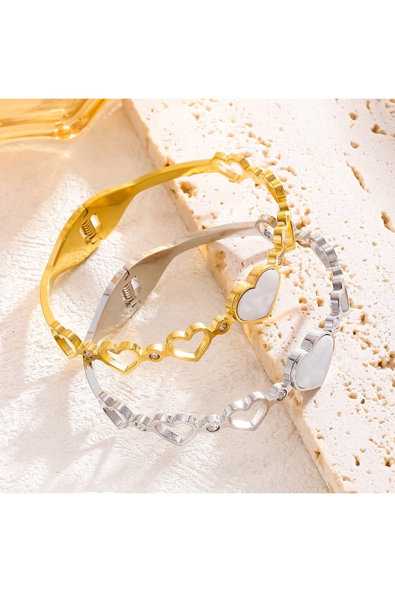 Women's Titanium Steel Diamond Lovely White Shell Bracelet