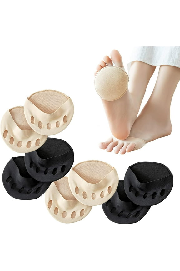 Women's Toe Pad Topper Liner Socks Nylon Sponge Cushion No Show Toeless Half Socks 4 Pairs Soft Non-Skid Invisible Relief Pain Blister for High Heels Flats Boots Mules Sandal