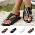 thumbnail image 1 of Women's Toe Post Sandals, Faux Leather Crisscross Flat Slides, Comfortable Wide Width Casual Dress Sandals for Beach Daily Summer, Black/Brown/White, 1 of 10