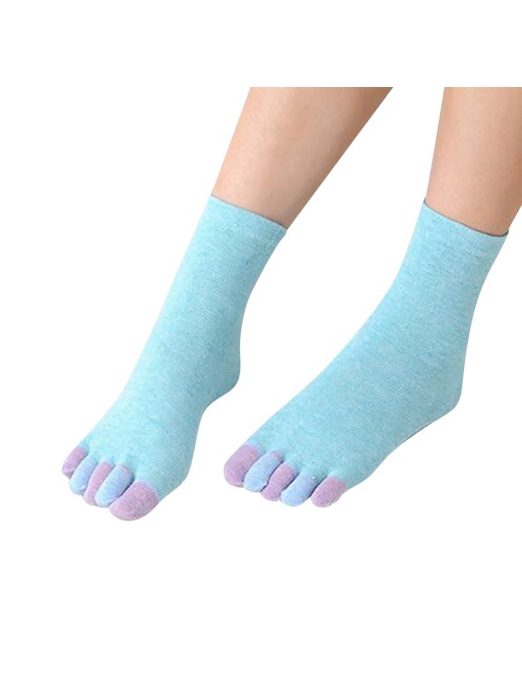 Women’s Toe Separator Socks (Five-Toe) - Breathable Cotton for Yoga, Pilates and Improved Foot Health