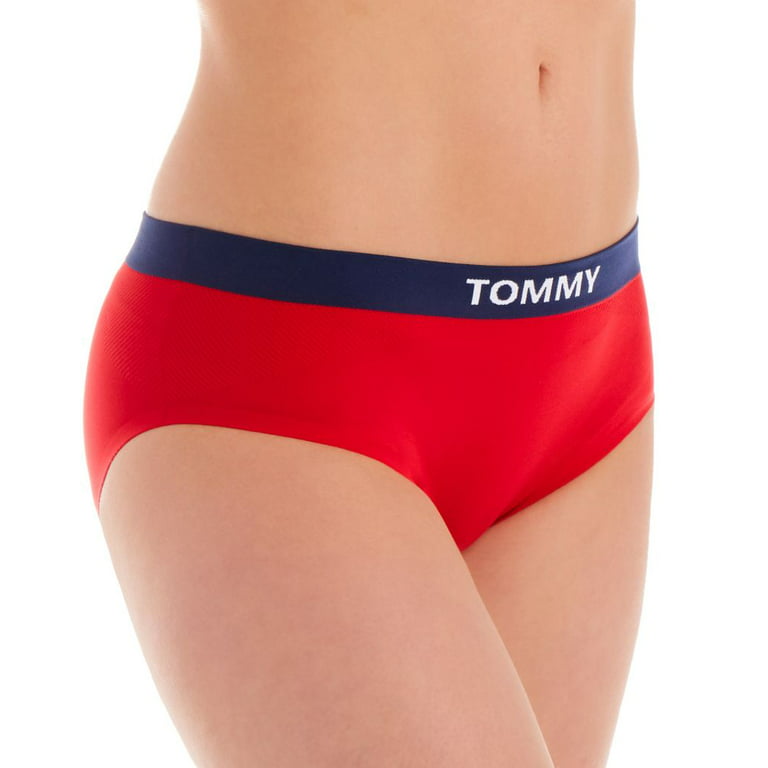 Women's Tommy Hilfiger R17T602 Seamless Iconic Bonded Hipster Panty (Apple  Red/Navy Blazer L) 