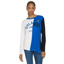 Women's Tommy Jeans White/Blue Orlando Magic Amelia Color Blocked Long Sleeve T-Shirt
